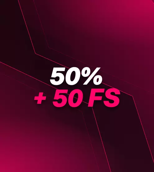На 1-й депозит - 50% + 50 FS